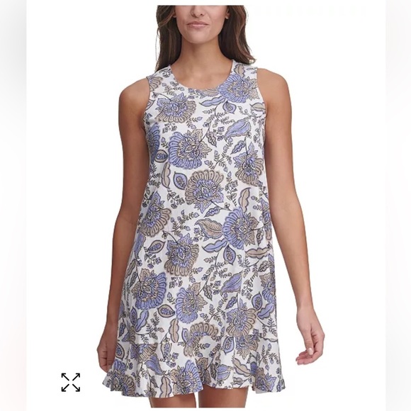 Tommy Hilfiger Linen Blend Sleeveless Provincial Paisley Shift Dress Size 10 - Picture 3 of 14